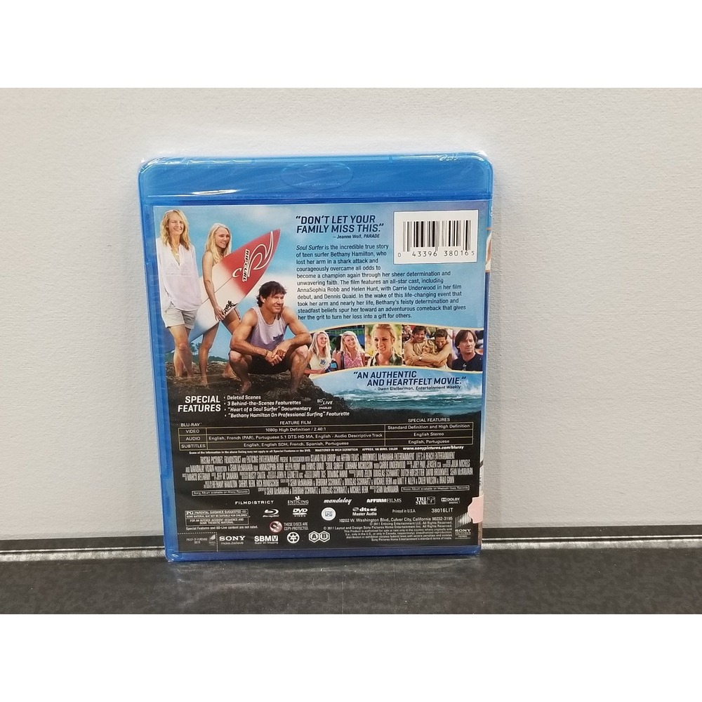Soul Surfer Blu-ray DVD Combo Pack Sony Pictures 2011 Drama PG New - Picture 2 of 4